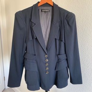 Nanette Lepore structured trench dark teal blazer